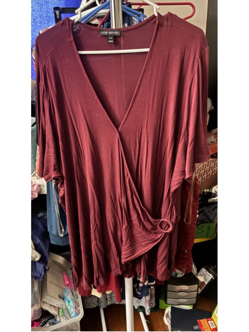 Women's Lane Bryant Burgundy Wrap Blouse Size 2X